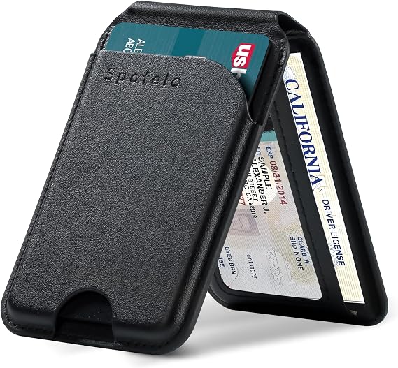 for MagSafe Wallet with Stand, Adjustable Stand Magnetic Wallet for iPhone, RIFD Blocking Phone Credit Card Holder for iPhone 17/16/15/14/13/12 Series, Not for iPhone 13/12 Mini(Black)