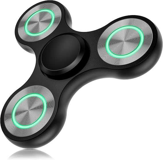 Coolden Fidget Spinner Metal Luminous Finger Fidget Toys for Children Adults Hand Spinner Stainless Steel Bearing Sensory Hand Spinner ADHD Anti-Stress Toy Fidget Toy Blue Black