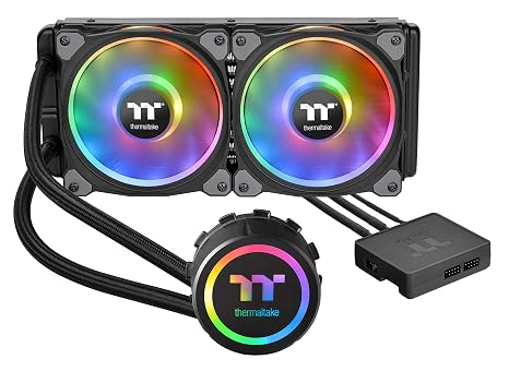 Thermaltake Floe DX 240mm, Dual Ring LED, 16.8 Million Color Software Enabled (TT RGB Plus/Alexa/Razer Chroma), AMD (AM5/AM4)/Intel (LGA 2066/1200), AIO CPU Liquid Cooler CL-W255-PL12SW-B
