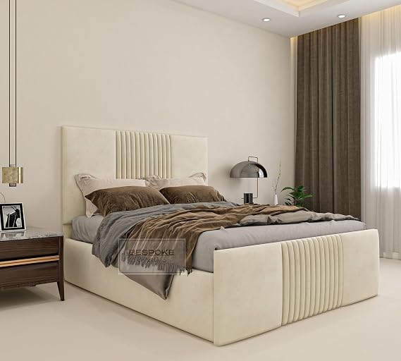 Storage Bed Double, Ottoman Bed Frame Gas Lift Up Bed Upholstered King Size Bed Frame, Double Bed Frame (Sand Naple, 3FT SINGLE)