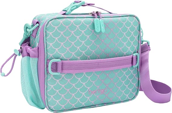 Bentgo Kids Prints Double-Insulated Reusable Lunch Bag | For Kids 3+, Adjustable Strap; Holds Lunch Box/Water Bottle/Snacks; Easy-Clean, Water-Resistant, Pockets (Mermaid)