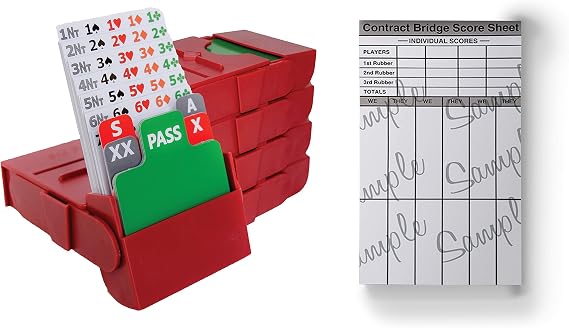 Baron Barclay Bid Pal - Set of 4 Bidding Devices + 240 Contract Bridge Score Sheets