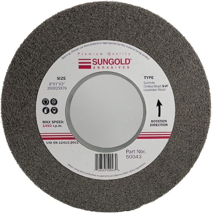 Sungold Abrasives 50043 Sunbrite Countour Brush Silicon Carbide S-VFF 8" Diameter x 1" Thick x 3" Hole, 1 Wheel