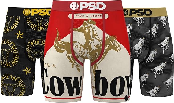 PSD Mens Underwear Western Graphic Print Boxer Briefs, Packs & Singles