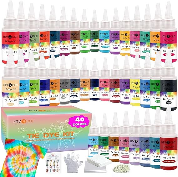 HTVRONT Tie Dye Kit for Large Groups, 40 Vibrant Colors