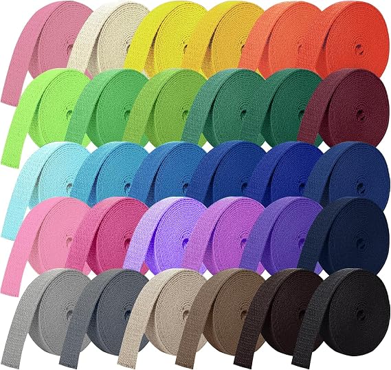 30 Rolls Nylon Webbing 1 Inch, 148 Yards Heavy Duty Strap for Backpack, Bag, Pet Collar, Lawn Chair, Climbing, DIY Crafts, 30 Colors