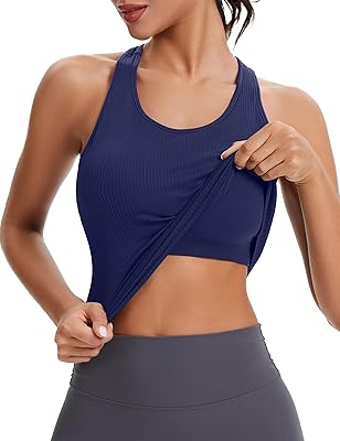 MathCat Seamless Workout Tops for Women with Built in Bra Athletic Tank Tops Yoga Runnning Workout Shirts Slim Fit