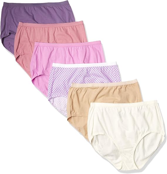 Hanes Women's Underwear Briefs Pack, 6-Pack, Cotton Brief Panties for Women, Moisture-Wicking (Plus Size)