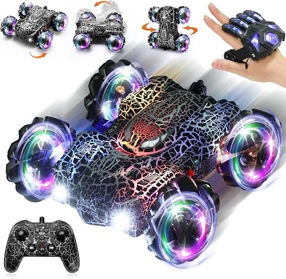 Gesture Sensing RC Stunt Car with LED Light Double Sided RC Cars Spider Toy | 2.4GHz 360 Rotating Hand Controlled Remote Control Car Rechargeable Indoor Outdoor Birthday Gift Boys Ages 4 to 12