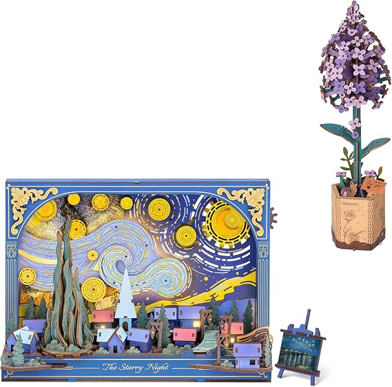 3D Wooden Puzzles for Adults (Lilac+The Starry Night