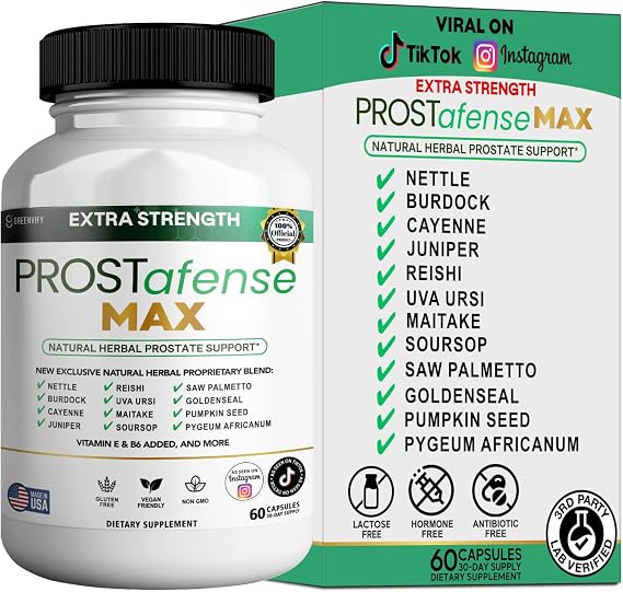Max Prostate Support Supplement - Natural Herbal Blend with Saw Palmetto Pumpkin Seed Pygeum Uva Ursi - Gluten Free Vegan Non-GMO - 60 Capsules (1)