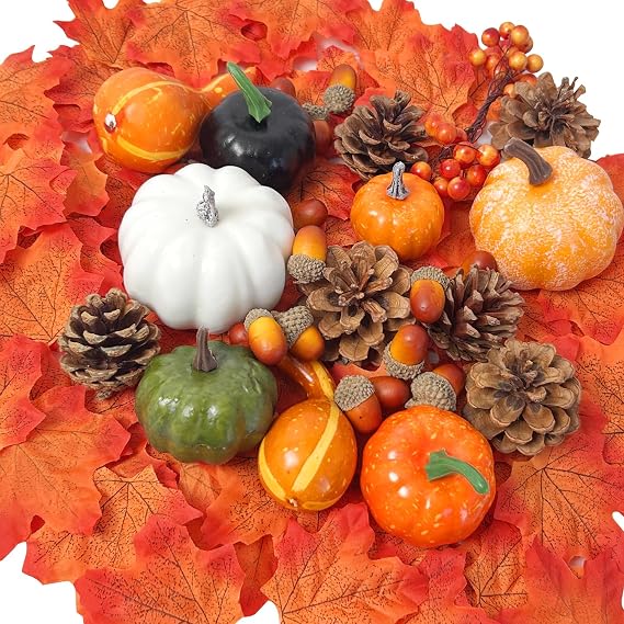160Pcs Fall Decorations, Harvest Pumpkin for Thanksgiving Halloween Autumn