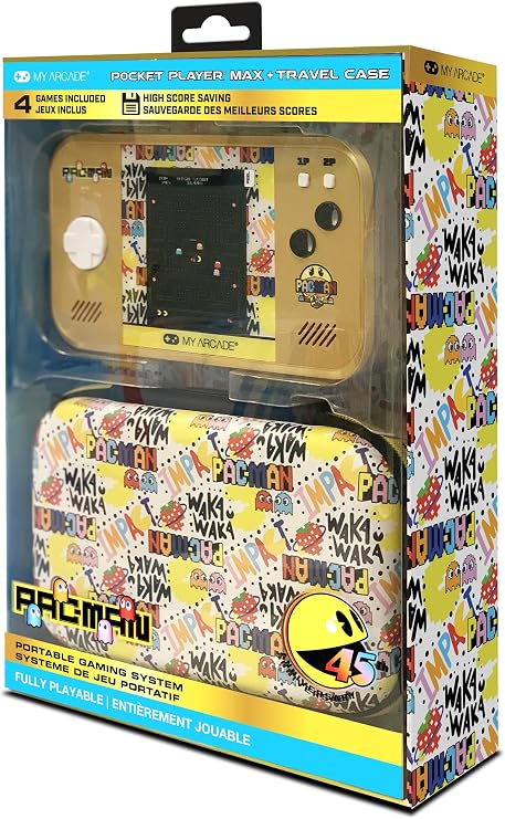 My Arcade Pac-Man Pocket Player Max: Pac-Man Retro Gaming, Rechargeable Battery, 4 Classic Games in 1, Arcade Game