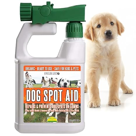 Natures Lawn & Garden - Spotless Lawn Dog Spot Aid - Revive and Protect Your Lawn from Dog Urine Burn - Remediate Spills and Road Salt Damage - Pet Safe - 1 Qt w/ Hose-end Sprayer