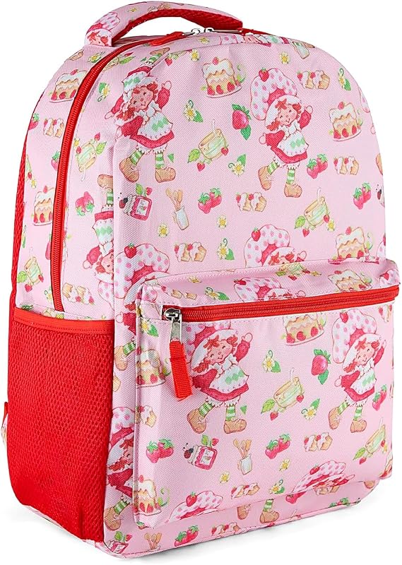 Strawberry Shortcake Allover Design Backpack, Blueberry Muffin, Durable and Stylish Backpack for School, Travel, or Everyday Use (Pink)