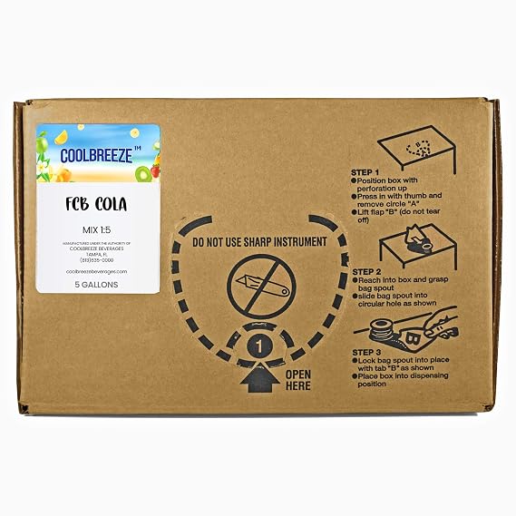 Coolbreeze Beverages FCB Cola Flavored Frozen Carbonated Beverage Soda Syrup 5 Gallon Bag-in-Box (BIB) Slushie Drink Mix Concentrate