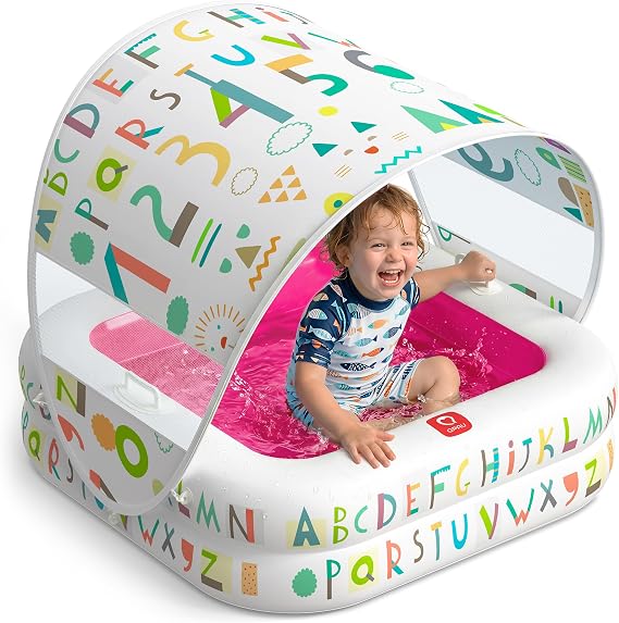 QPAU Inflatable Baby Pool with Detachable Canopy, 35 x 10 in