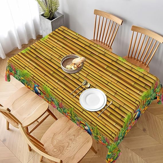 juniissl Tropical Toucan Bamboo Rectangle Tablecloth Washable 60x90 Inch Table Cover Decorative Table Cloth for Party Picnic Kitchen