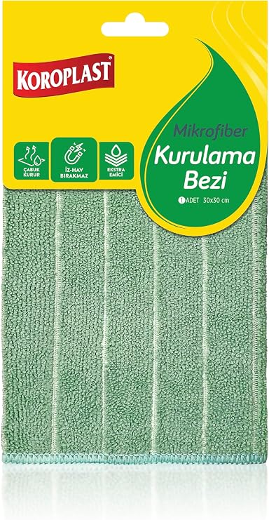 Koroplast Mikrofiber Kurulama Bezi Tekli, Hızlı Kurulama, Yüksek Emici, İz & Hav Bırakmaz, Cam, Ayna, Mutfak, Banyo, Tezgâh, Mobilya, Elektronik, Araç, Pencere, Raf, Televizyon, Bilgisayar, Beyaz Eşya