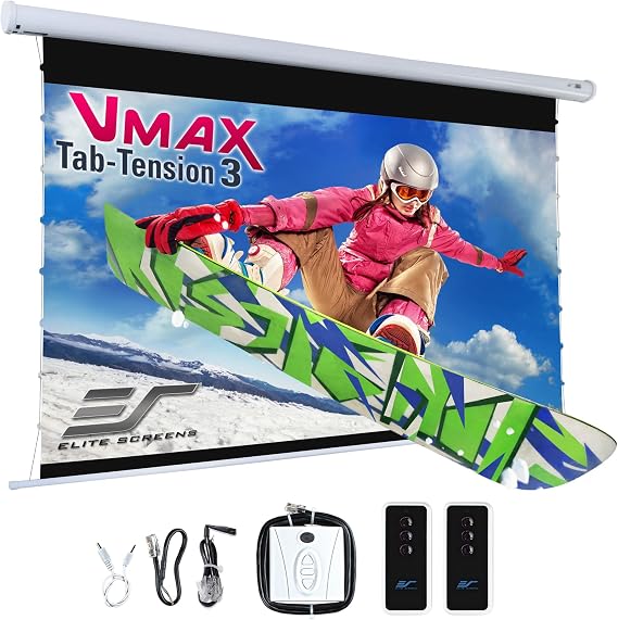 Elite Screens VMAX 3 Tab-Tensioned Series, 135-INCH 16:9, Motorized Projector Screen for Ultra/Standard/Short Projectors Movie Home Theater, VMAXT135XWH3 | Electric Motorized Tab-Tensioned CineWhite, 4K/8K Front Projection Screen, Swift-RC1, Standard/Short Throw & UST Compatible
