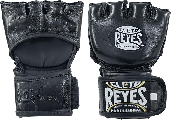 CLETO REYES Black Mamba MMA Fight Punching Fighting Gloves for Men and Women, Cowhide Leather, Without Thumb, Black