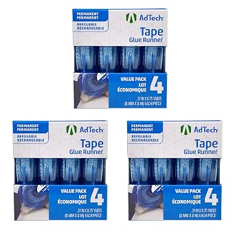 AdTech Permanent Glue Runner, 35 Yards 3-Pack | Strong, Double-Sided Adhesive for Crafting, Scrapbooking & Office Use | Acid-Free, Reliable Bond