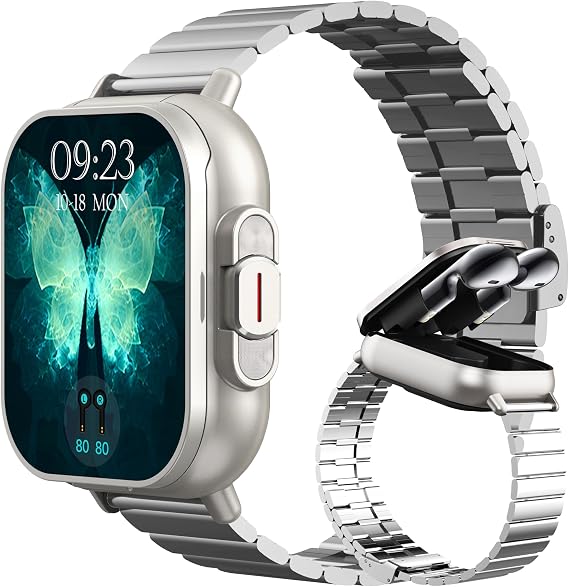 Smart Watch with Earbuds, Make/Answer Calls Wireless Earphones, Fitness Watch Heart Rate Monitor Blood Pressure Sleep Tracker Step Calories Counter, 2.01 Screen Smartwatches for iOS Android