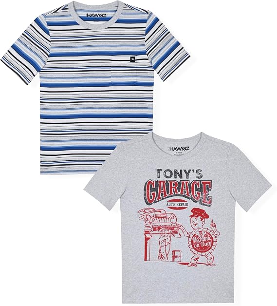 TONY HAWK Boys Tee Shirts 2 Pack Graphic Tees for Boys