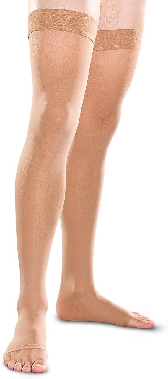 Therafirm Open-Toe Thigh High Stockings - 20-30mmHg Moderate Compression Support Nylons