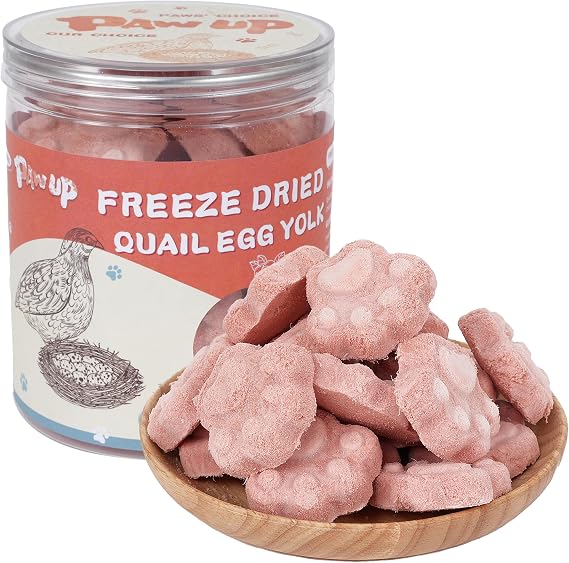 PAWUP Freeze Dried Cat & Dog Treats, Natural Quail Egg Yolk, Rich in Antioxidants Cranberry Added, High-Protein Pet Snacks for Coat & Urinary Health, 3.5 oz
