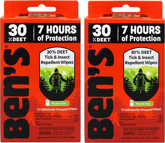 Ben's 30 Deet Mosquito Tick Insect & Bug Repellent Field Wipes - 24 Pack
