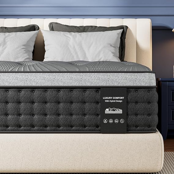 Firm Queen Mattress 14 inch, Cooling Hybrid Queen Mattress in a Box