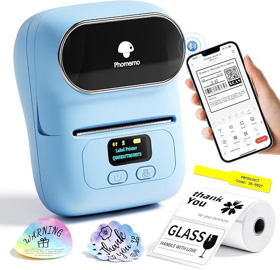 Phomemo M110 Label Printer, Portable Thermal Label Maker with Display