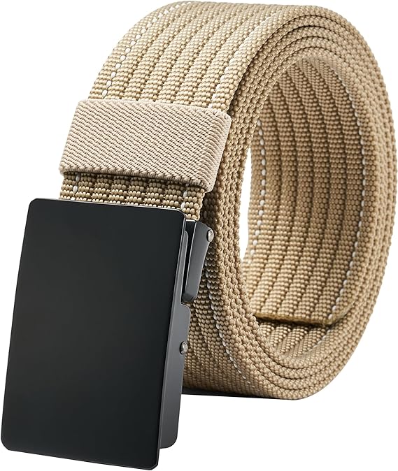 LionVII Canvas Web Belts Mens - Metal Buckle Fully Adjustable Belt Strap for Work, Adjustable Trim to Fit 27-49" Waist