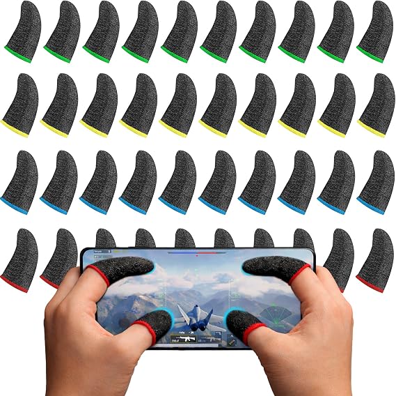 Geyoga 40 Pcs Gaming Finger Sleeves Mobile Touchscreen, Rich Colors
