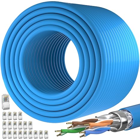 MEIPEK Cat 7 Outdoor Ethernet Cable 400ft (DIY Bulk Cat7 Cable x 20 RJ45 )