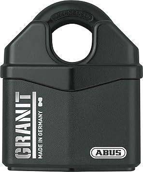 ABUS 37/80 Granit Heavy Duty Padlock - Hidden Closed Shackle Lock with 9/16" 14mm Shackle - with 2 Keys for Storage, Outdoor, Containers, 3.11in 79mm Wide, Keyed Different