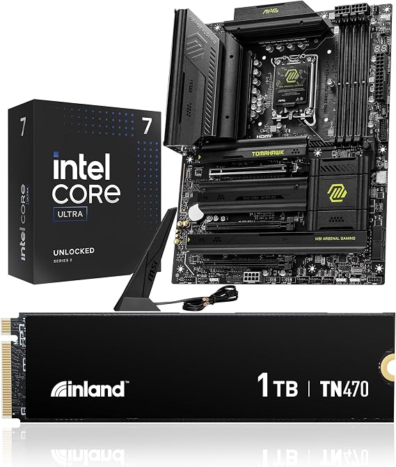 INLAND 3-in-1 Combo: Intel Core Ultra 7 265K Processor+Msi MAG Z890 Tomahawk WiFi Motherboard 1tb TN470 M.2 SSD