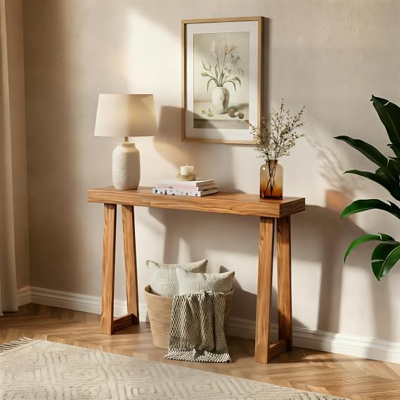 Plank+Beam Classic Console Table, 36 Inch, Pecan | Non-Toxic Finishes, Versatile Design, Elegant Details, Easy Assembly, Quick Setup, Solid Wood