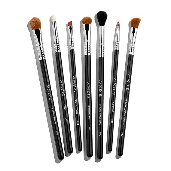 Sigma Beauty Basic Eye Brush Set - Makeup Brushes 7 Pieces Fibers & Sleek
