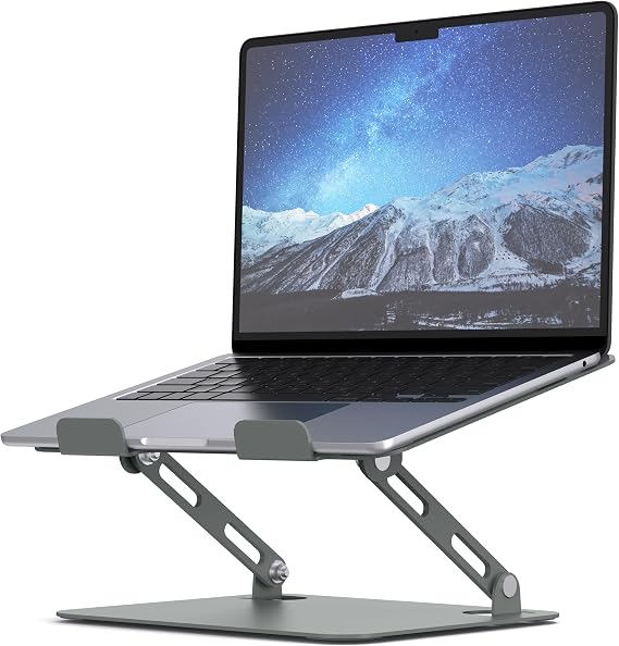 SOUNDANCE Laptop Stand, Heavy Metal Base, Adjustable, 10-15.6",Grey
