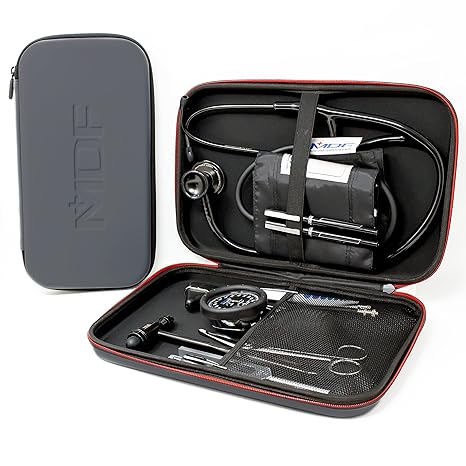 MDF Instruments, Hard Case for Classic Cardiology, MD One & Acoustica Stethoscopes, Reflex Hammers, Sphygmomanometers, Penlights - Mesh Pocket for Doctor & Nurse Accessories - Large (MDFSCL12)