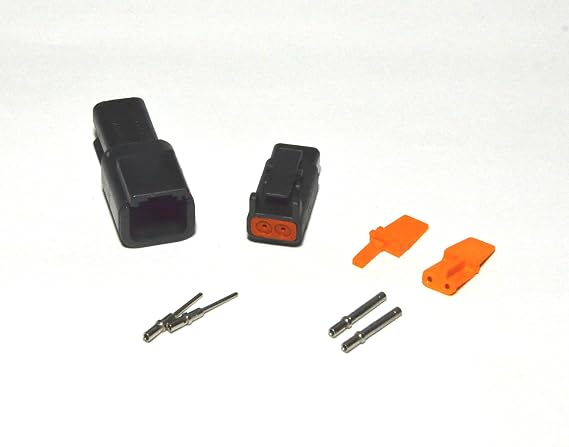 Deutsch DTM Black 2-pin Connector Kit, 20AWG Solid Contacts (Made in USA)