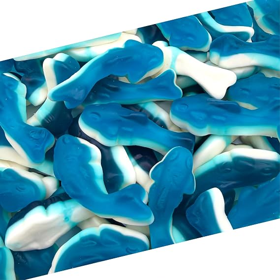 Blue Gummy Sharks Candy, Blue Raspberry Shark Gummies, 1 Lb Bag | Chewy Candy for Goodie Bags and Buffets
