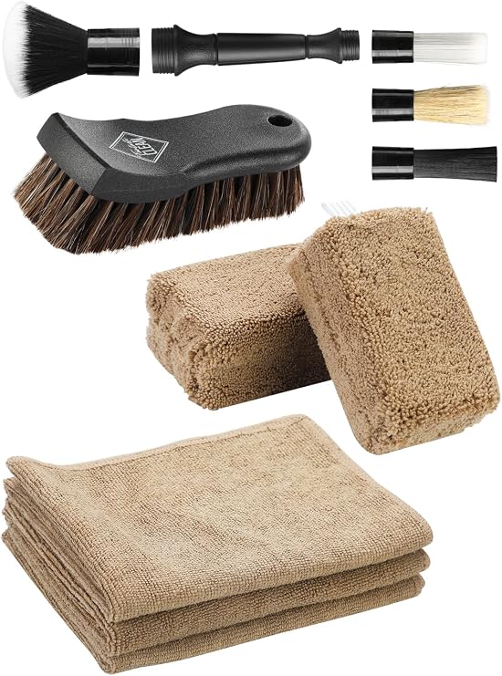 Fantasticlean 9PCS Car Detailing Brush Set, Interior Leather Cleaning
