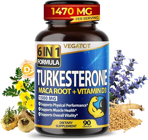Vegatot Turkesterone 1470 mg 6-in-1 Performance Support, 90 Capsules