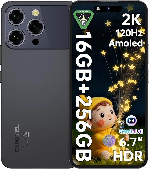 P1 Pro Unlocked Cell Phone Android 15-6.7" FHD+ AMOLED 120Hz Display Unlocked Android Phones, 16GB+256GB/2TB 50MP AI Camera Smart Phone, 5150mAh Fingerprint/Face ID/4G Dual SIM/GPS/OTG/NFC