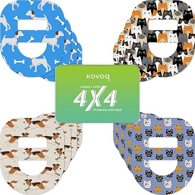 Omnipod 5 Over Patches Dogs and Cats, 16 Pack Waterproof Sweatproof Pod Pals Omnipod 5 Adhesive Overlay, Pre-Cut Adhesive Patch with Strap for Sensitive Skin, Breathable Reusable Tin