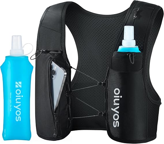 Running Vest for Women Men - Adjustable Chest Straps Running Hydration Vest with 500ml Soft Flask & Phone Holder - Lightweight Reflective Hydration Backpack for Runner Marathon Essentials