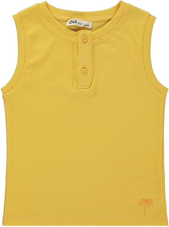 Erkek Çocuk Basic Sıfır Kol Tişört, 4-5 Yaş, Hardal
